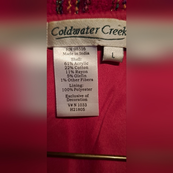 Ladies Coldwater Creek Red With Multi Colors Blazar LRG Raised Lines/Velvet etc. - Picture 12 of 12